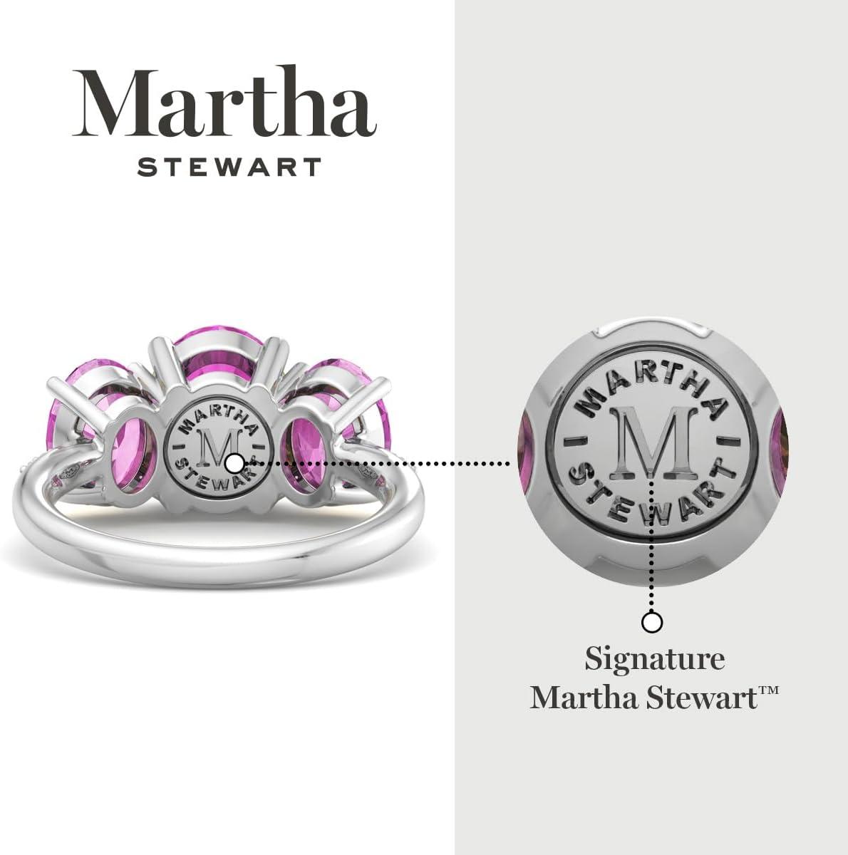 imageMartha Stewart 5 Carat Oval Shape Gemstone Three Stone Ring with Lab Grown Diamonds in Sterling Silver Choose Your GemstoneOption 6