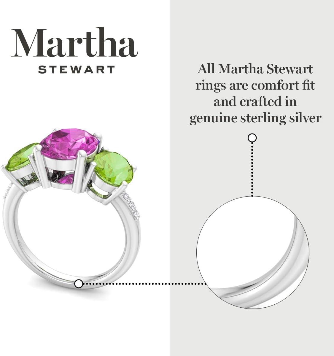 imageMartha Stewart 5 Carat Oval Shape Gemstone Three Stone Ring with Lab Grown Diamonds in Sterling Silver Choose Your GemstoneOption 7