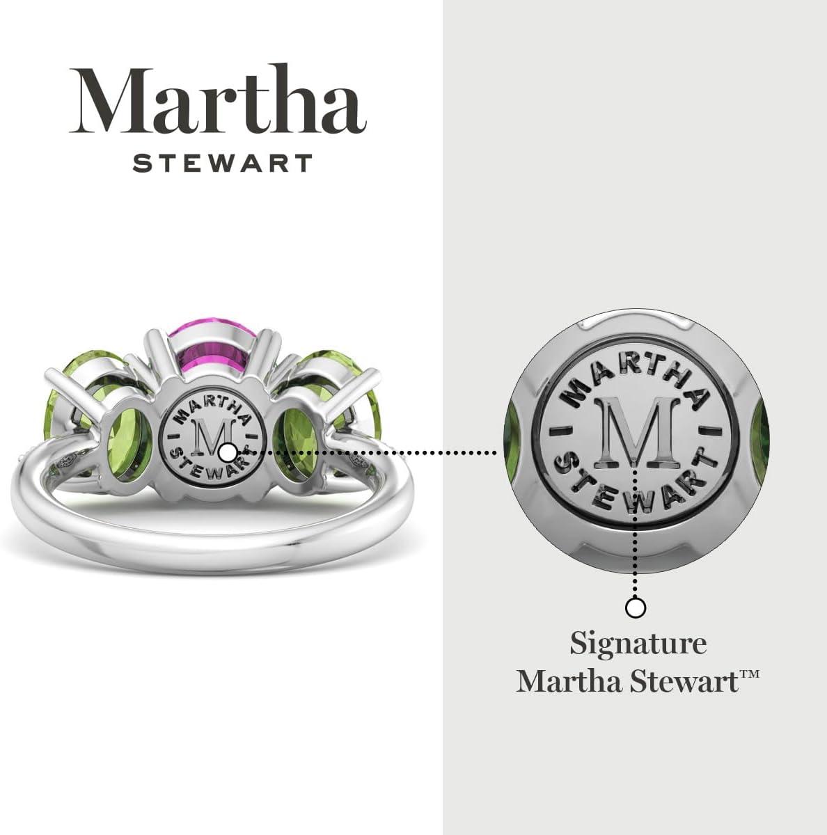 imageMartha Stewart 5 Carat Oval Shape Gemstone Three Stone Ring with Lab Grown Diamonds in Sterling Silver Choose Your GemstoneOption 7