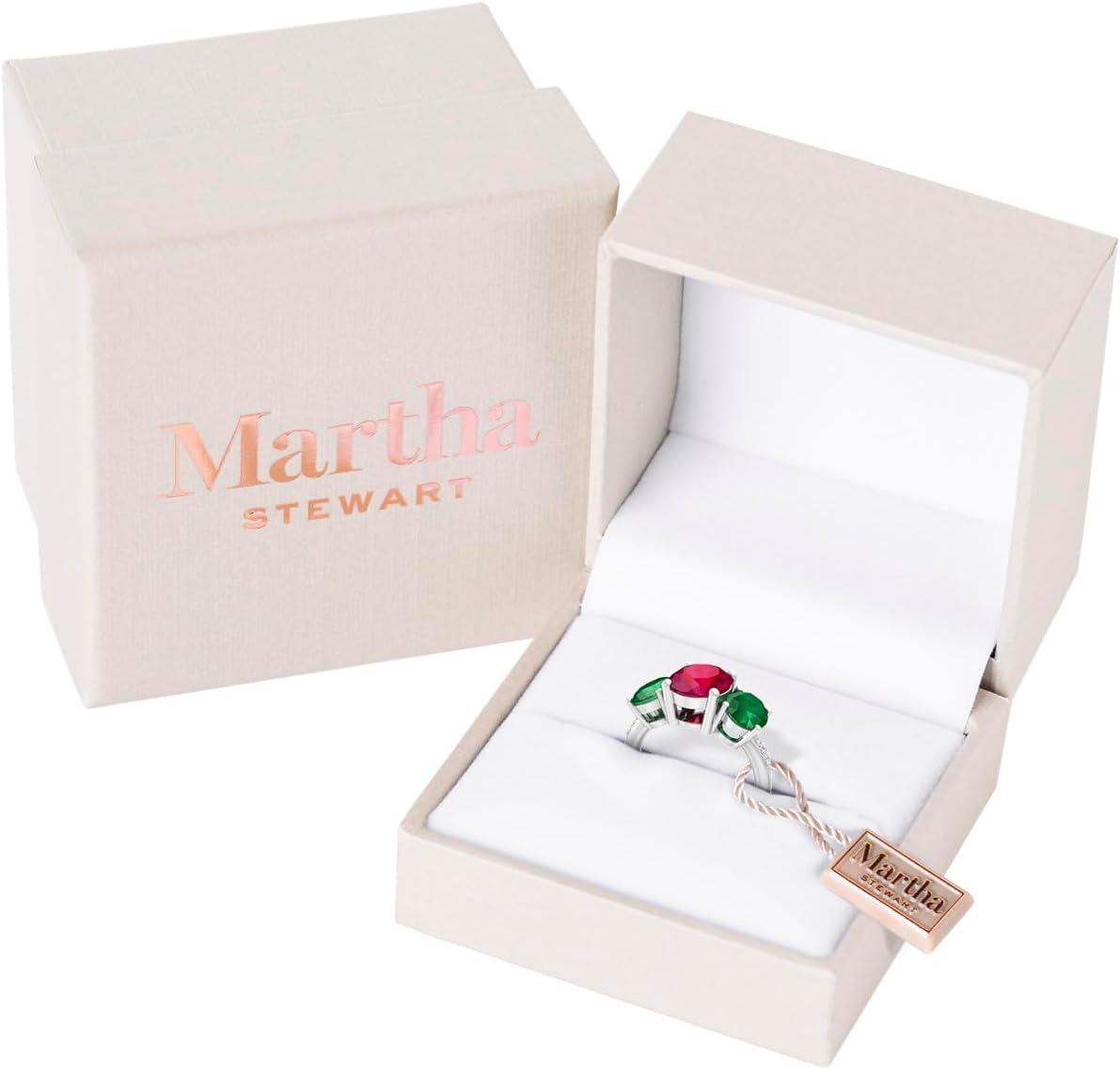 imageMartha Stewart 5 Carat Oval Shape Gemstone Three Stone Ring with Lab Grown Diamonds in Sterling Silver Choose Your GemstoneOption 8