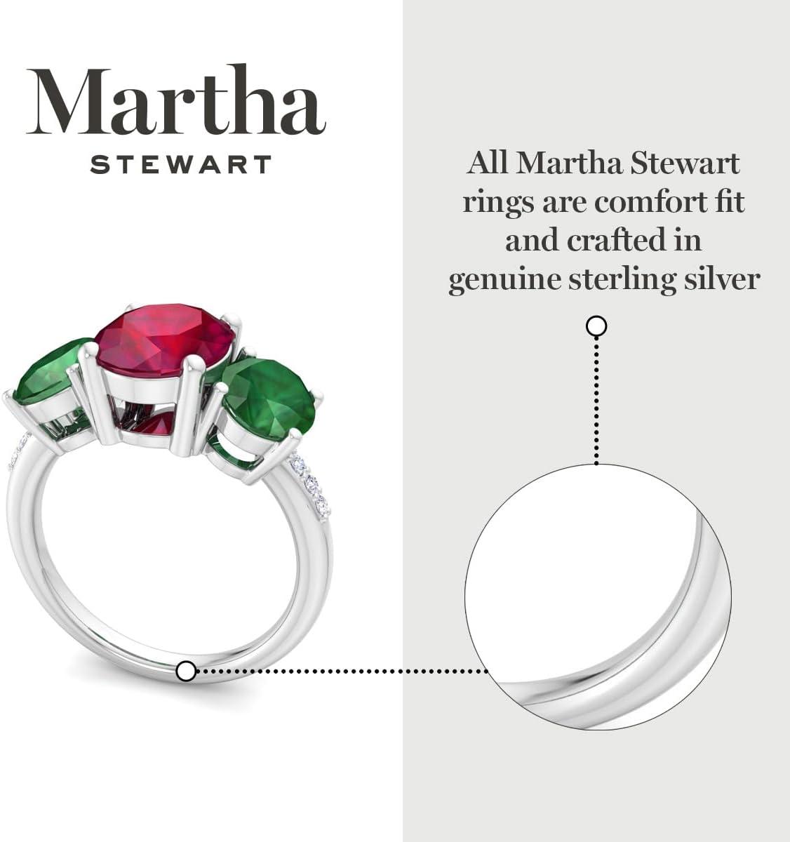 imageMartha Stewart 5 Carat Oval Shape Gemstone Three Stone Ring with Lab Grown Diamonds in Sterling Silver Choose Your GemstoneOption 8