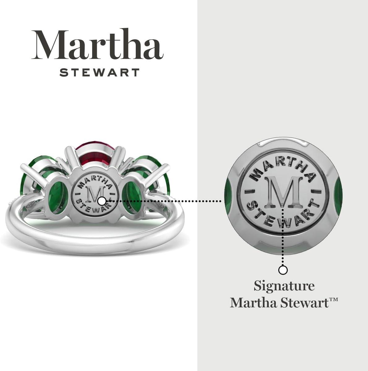 imageMartha Stewart 5 Carat Oval Shape Gemstone Three Stone Ring with Lab Grown Diamonds in Sterling Silver Choose Your GemstoneOption 8