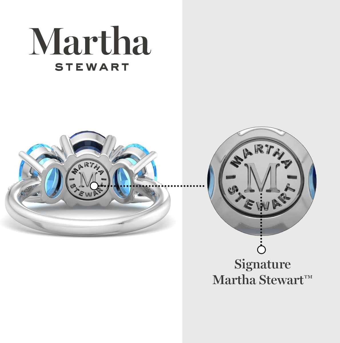 imageMartha Stewart 5 Carat Oval Shape Gemstone Three Stone Ring with Lab Grown Diamonds in Sterling Silver Choose Your GemstoneOption 9