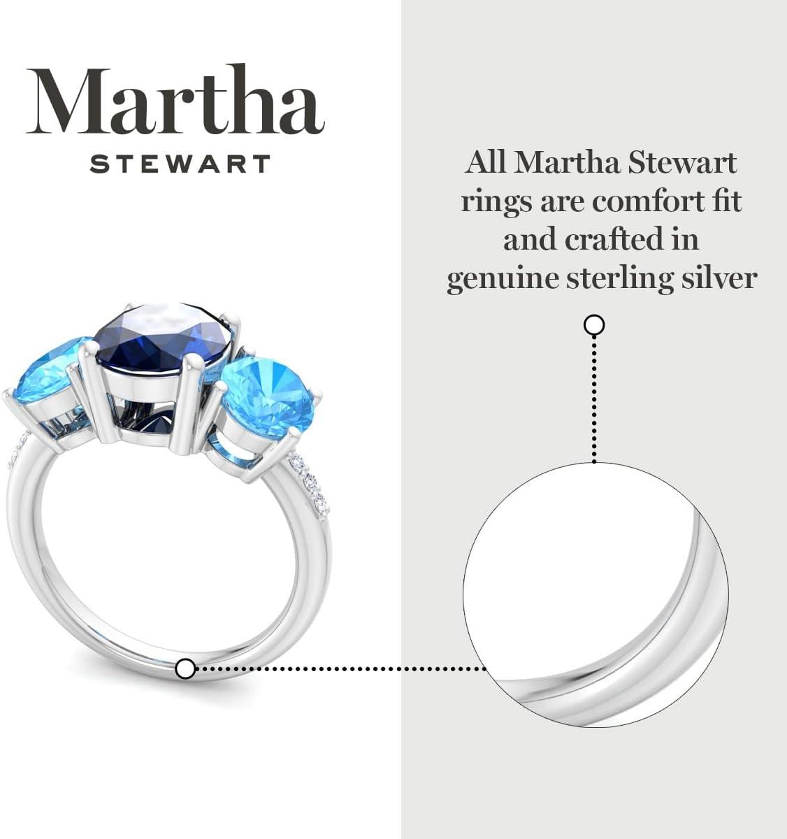 imageMartha Stewart 5 Carat Oval Shape Gemstone Three Stone Ring with Lab Grown Diamonds in Sterling Silver Choose Your GemstoneOption 9