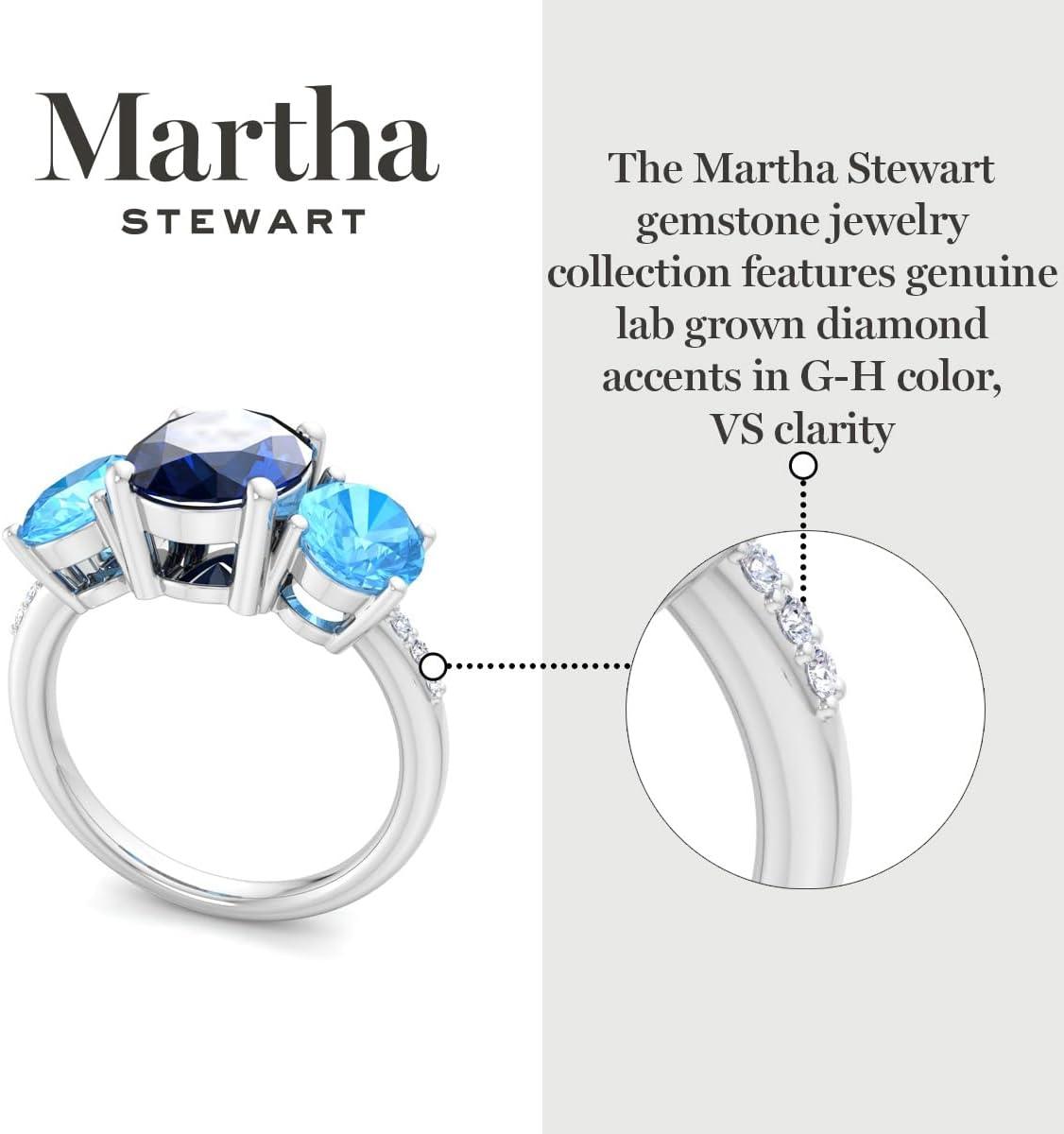 imageMartha Stewart 5 Carat Oval Shape Gemstone Three Stone Ring with Lab Grown Diamonds in Sterling Silver Choose Your GemstoneOption 9
