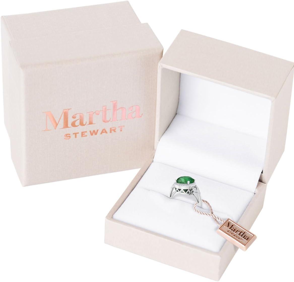 imageMartha Stewart 6 34 Carat Oval Shape Gemstone Halo Ring with Lab Grown Diamonds in Sterling Silver Choose Your GemstoneEmerald