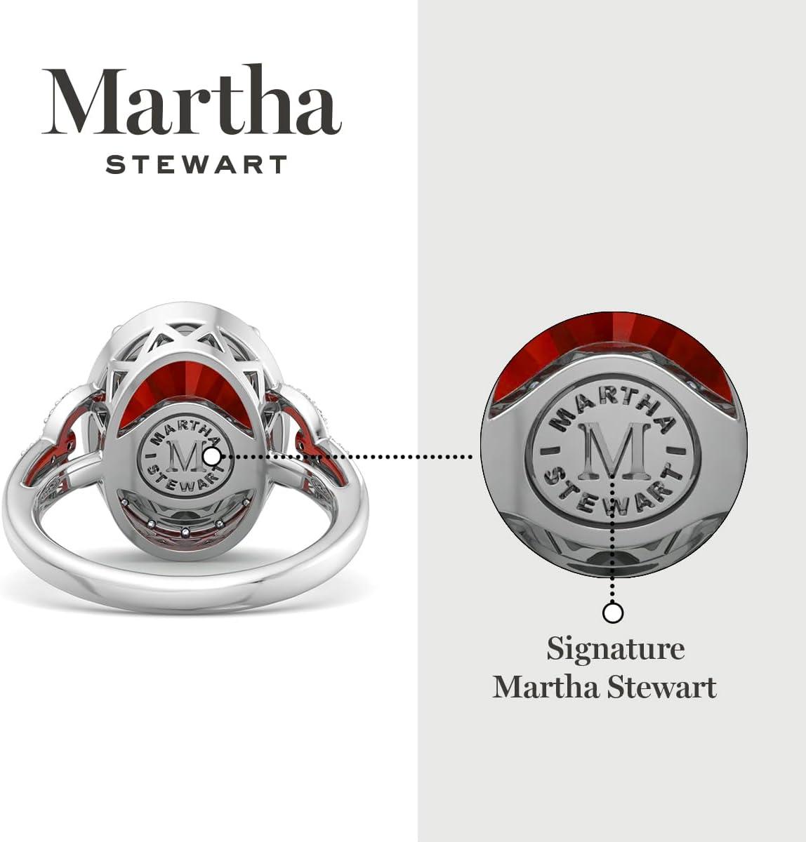 imageMartha Stewart 6 34 Carat Oval Shape Gemstone Halo Ring with Lab Grown Diamonds in Sterling Silver Choose Your GemstoneRuby
