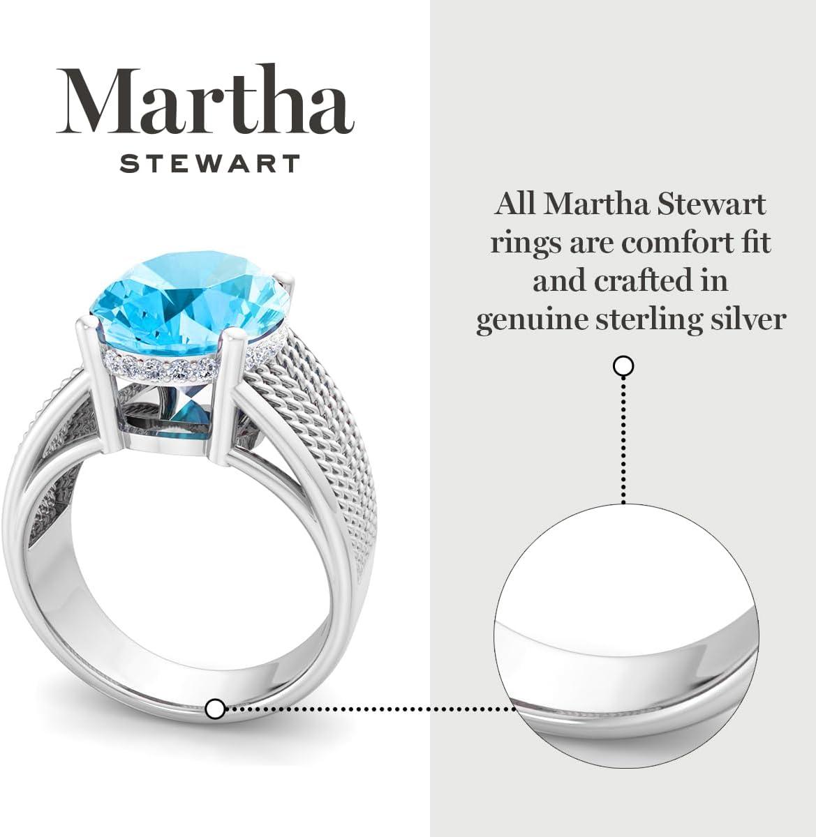 imageMartha Stewart 6 34 Carat Oval Shape Gemstone Hidden Halo Ring with Lab Grown Diamonds in Sterling Silver Choose Your GemstoneBlue Topaz