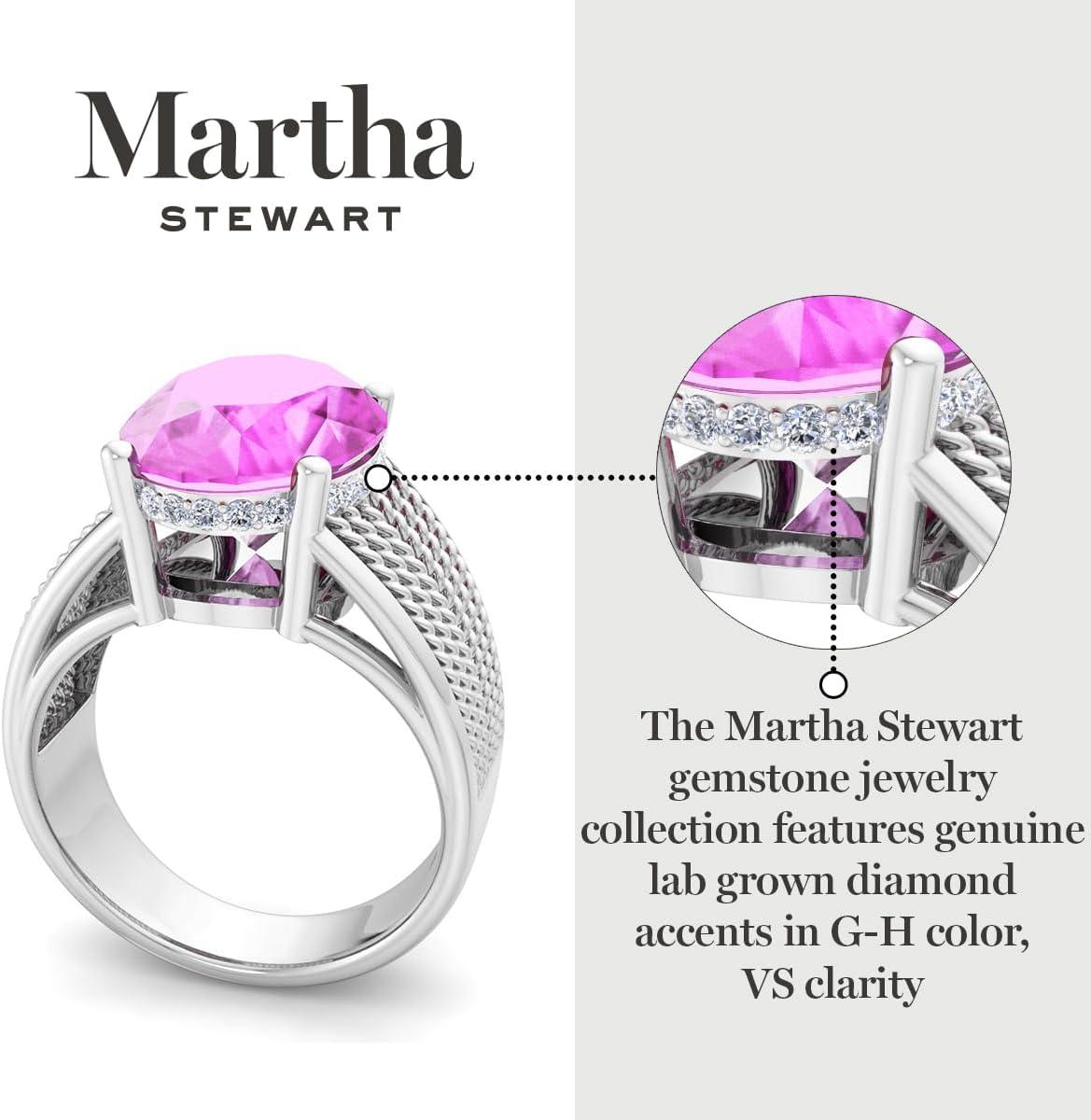 imageMartha Stewart 6 34 Carat Oval Shape Gemstone Hidden Halo Ring with Lab Grown Diamonds in Sterling Silver Choose Your GemstonePink Sapphire
