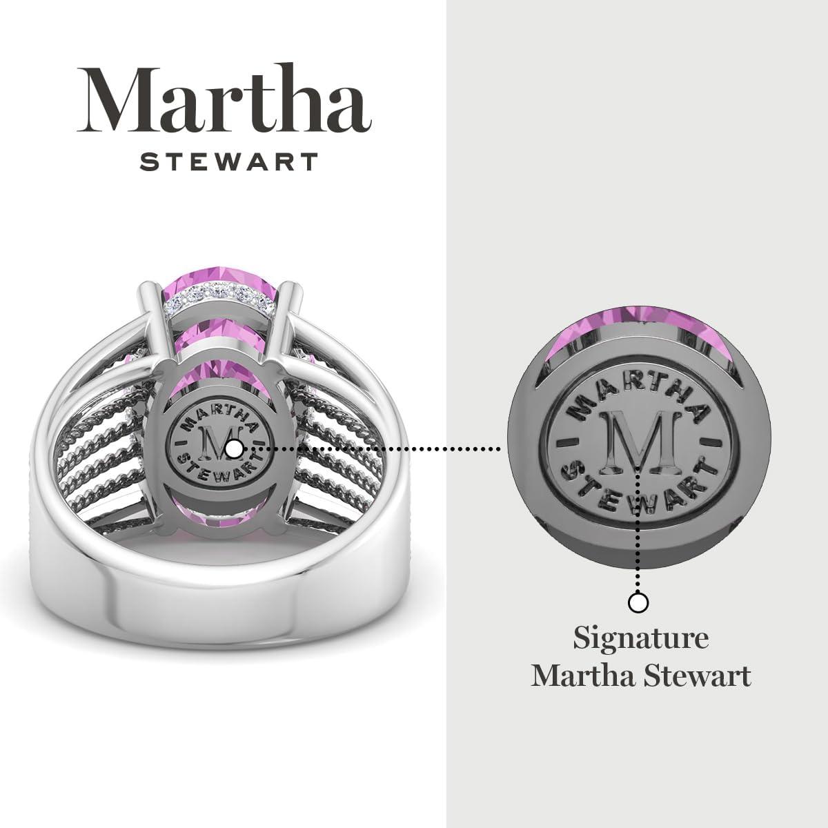imageMartha Stewart 6 34 Carat Oval Shape Gemstone Hidden Halo Ring with Lab Grown Diamonds in Sterling Silver Choose Your GemstonePink Sapphire