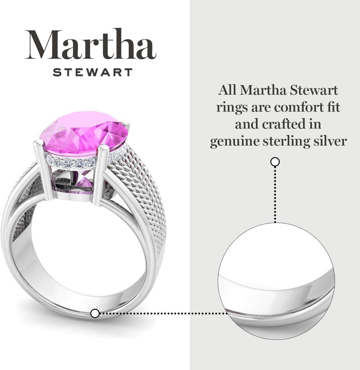 imageMartha Stewart 6 34 Carat Oval Shape Gemstone Hidden Halo Ring with Lab Grown Diamonds in Sterling Silver Choose Your GemstonePink Sapphire