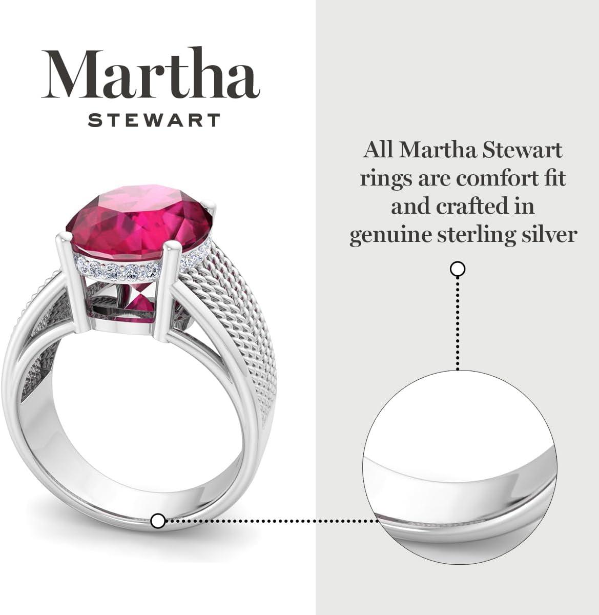 imageMartha Stewart 6 34 Carat Oval Shape Gemstone Hidden Halo Ring with Lab Grown Diamonds in Sterling Silver Choose Your GemstoneRuby