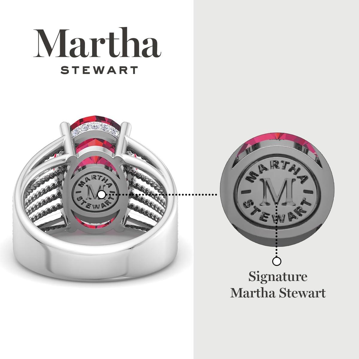 imageMartha Stewart 6 34 Carat Oval Shape Gemstone Hidden Halo Ring with Lab Grown Diamonds in Sterling Silver Choose Your GemstoneRuby