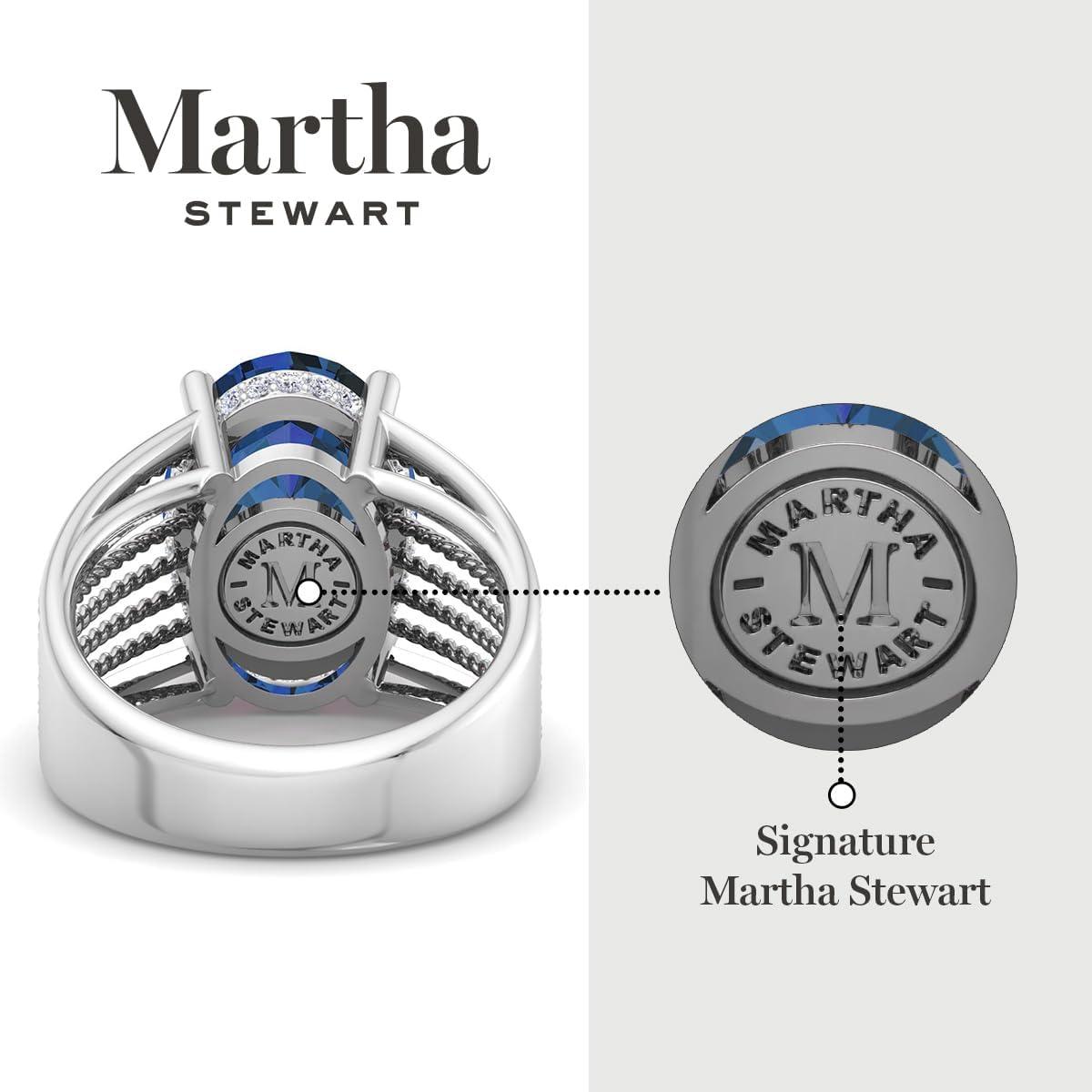 imageMartha Stewart 6 34 Carat Oval Shape Gemstone Hidden Halo Ring with Lab Grown Diamonds in Sterling Silver Choose Your GemstoneSapphire
