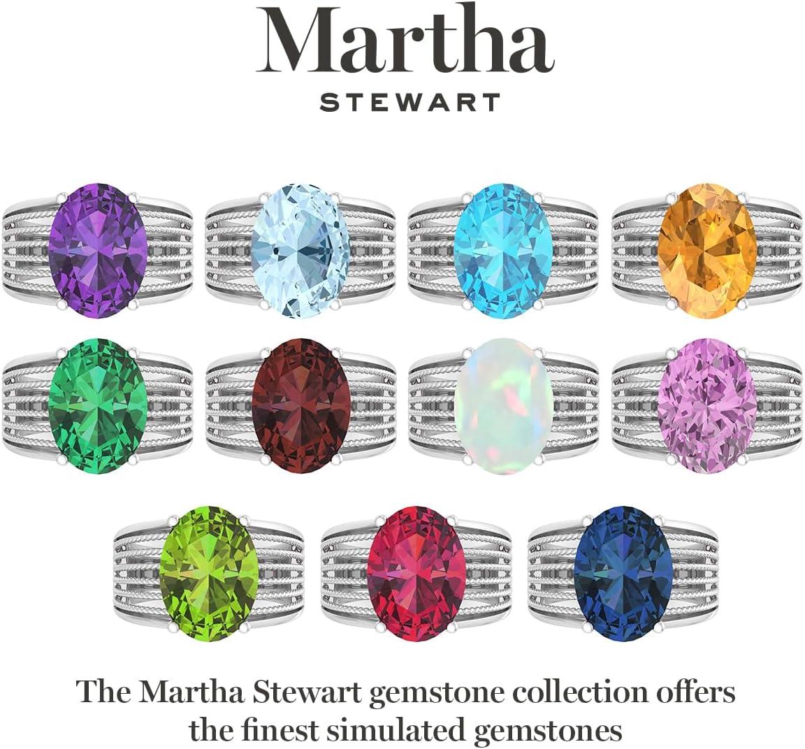 imageMartha Stewart 6 34 Carat Oval Shape Gemstone Hidden Halo Ring with Lab Grown Diamonds in Sterling Silver Choose Your GemstoneSapphire