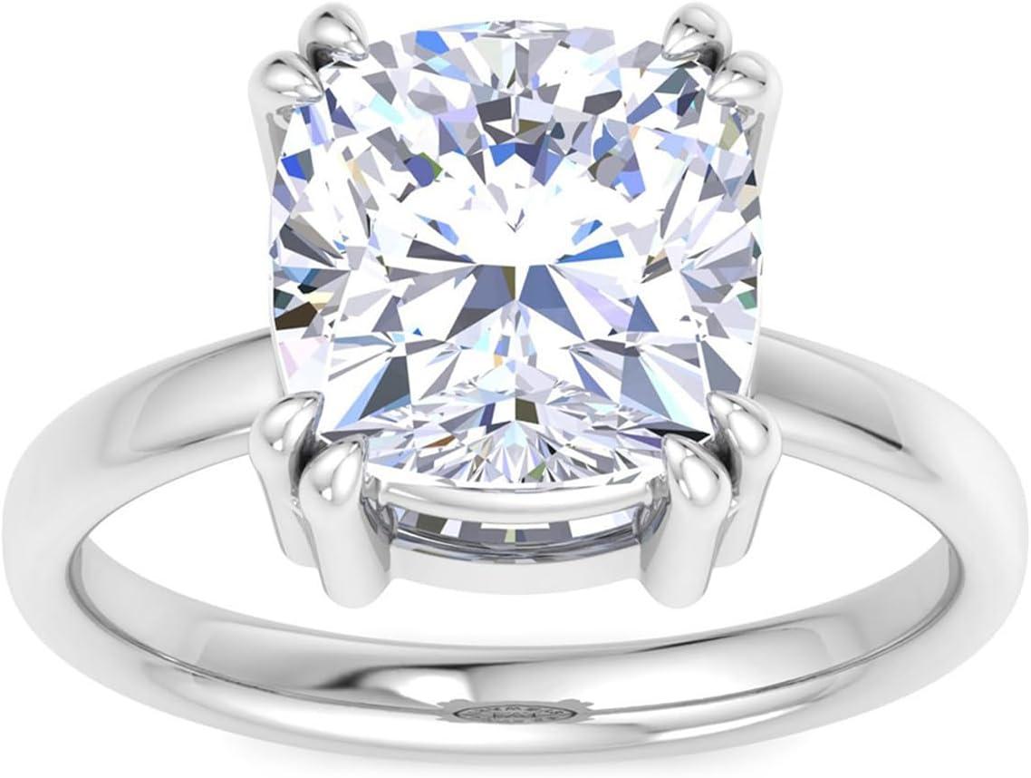 imageMartha Stewart Cushion Cut Lab Grown Diamond Solitaire Ring Diamond Engagement Ring in 14 Karat Goldwhitegold