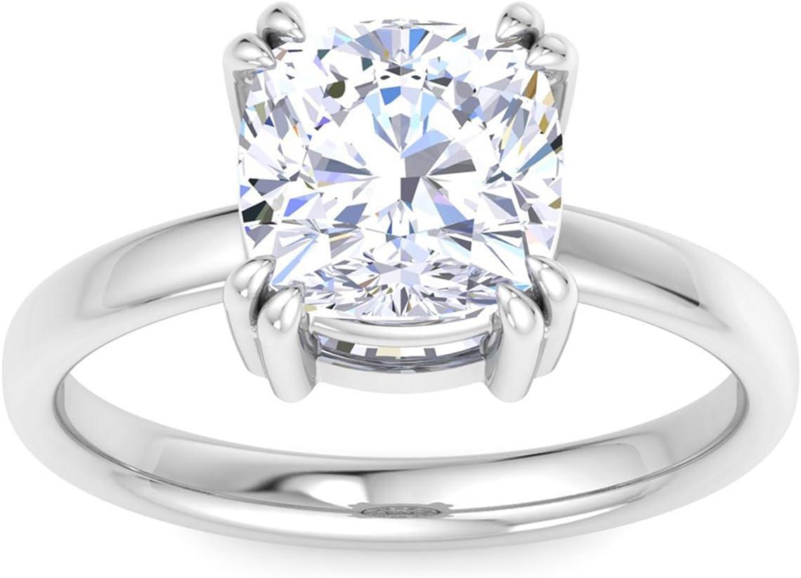 imageMartha Stewart Cushion Cut Lab Grown Diamond Solitaire Ring Diamond Engagement Ring in 14 Karat Goldwhitegold