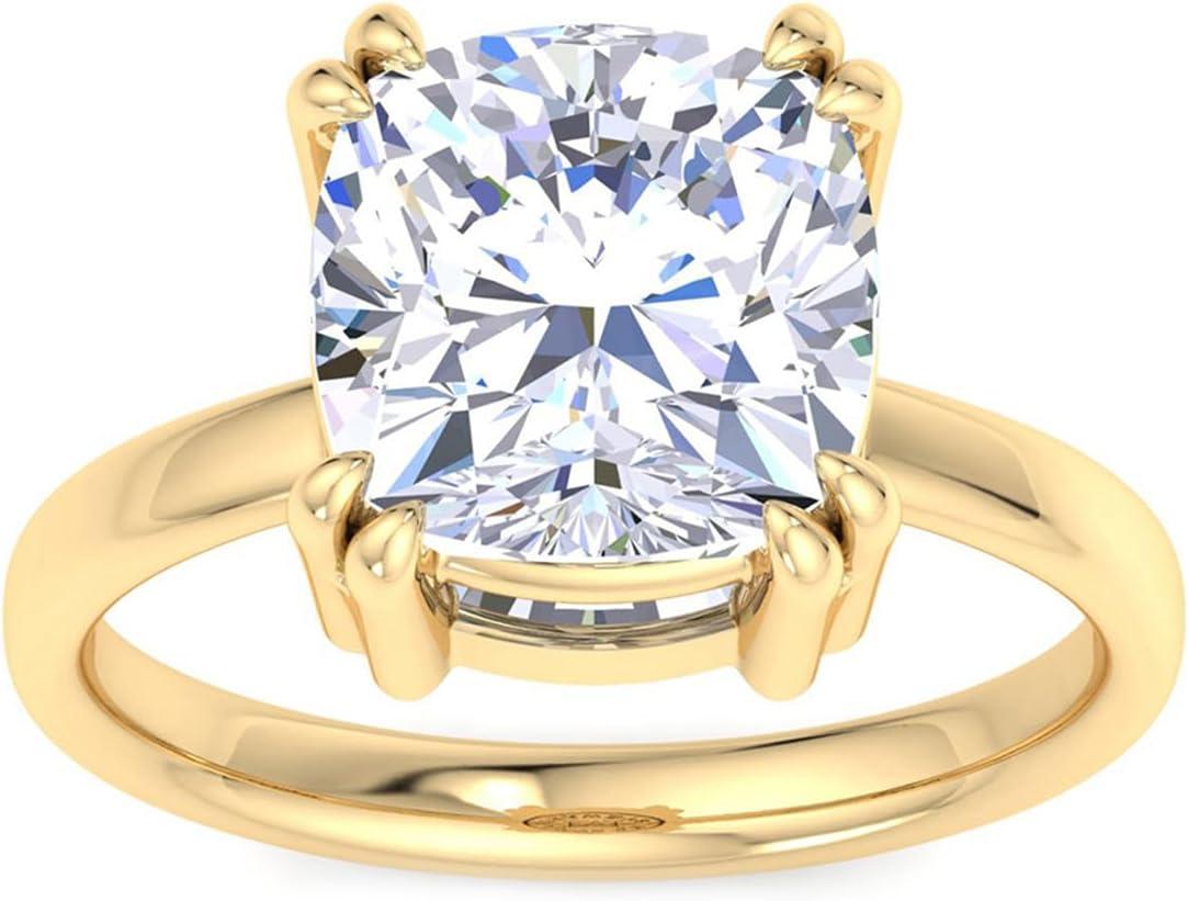 imageMartha Stewart Cushion Cut Lab Grown Diamond Solitaire Ring Diamond Engagement Ring in 14 Karat Goldyellowgold