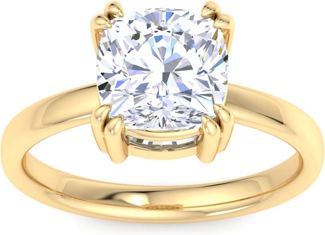 imageMartha Stewart Cushion Cut Lab Grown Diamond Solitaire Ring Diamond Engagement Ring in 14 Karat Goldyellowgold