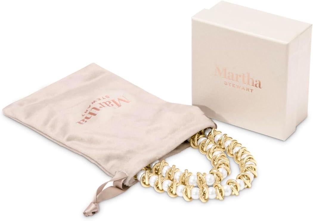 imageMartha Stewart Elegant Two Strand Gold and Pearl Necklace 18 Inches For Women