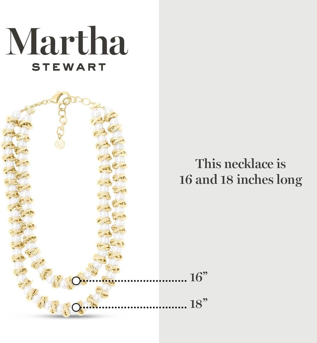 imageMartha Stewart Elegant Two Strand Gold and Pearl Necklace 18 Inches For Women