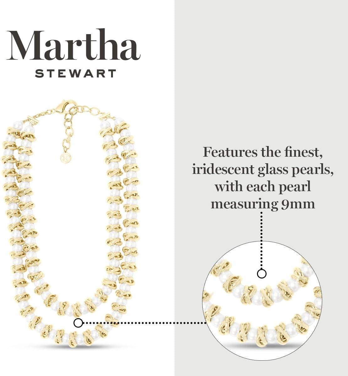 imageMartha Stewart Elegant Two Strand Gold and Pearl Necklace 18 Inches For Women