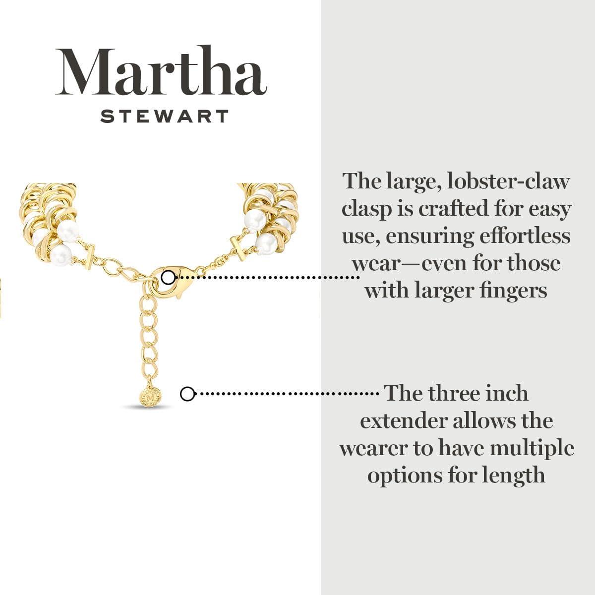 imageMartha Stewart Elegant Two Strand Gold and Pearl Necklace 18 Inches For Women