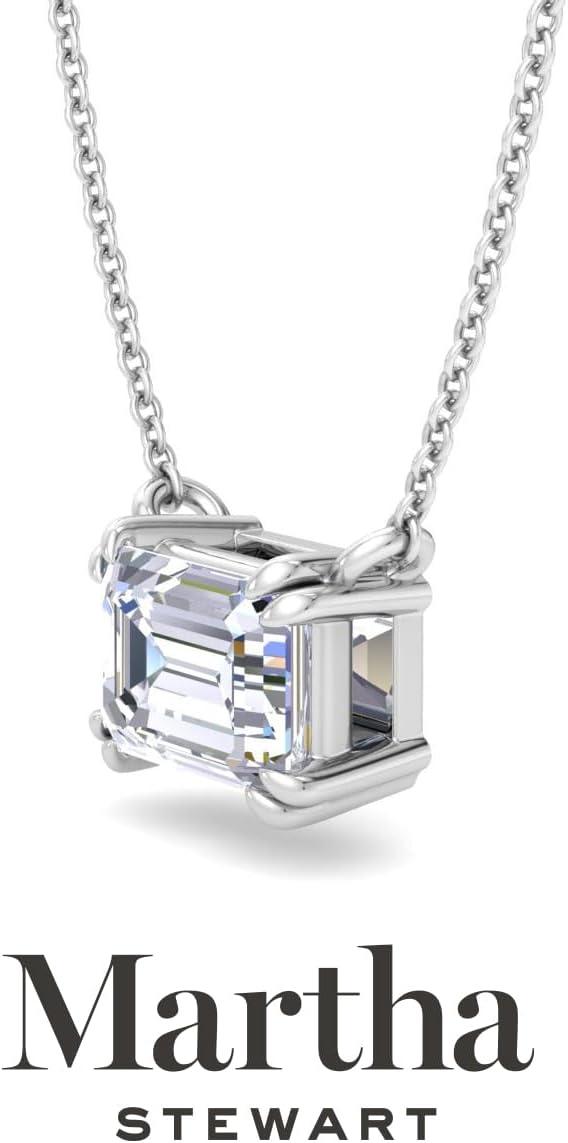 imageMartha Stewart Emerald Cut Lab Grown Diamond Solitaire Necklace in 14 Karat Gold Lab Grown Diamond Necklacewhitegold
