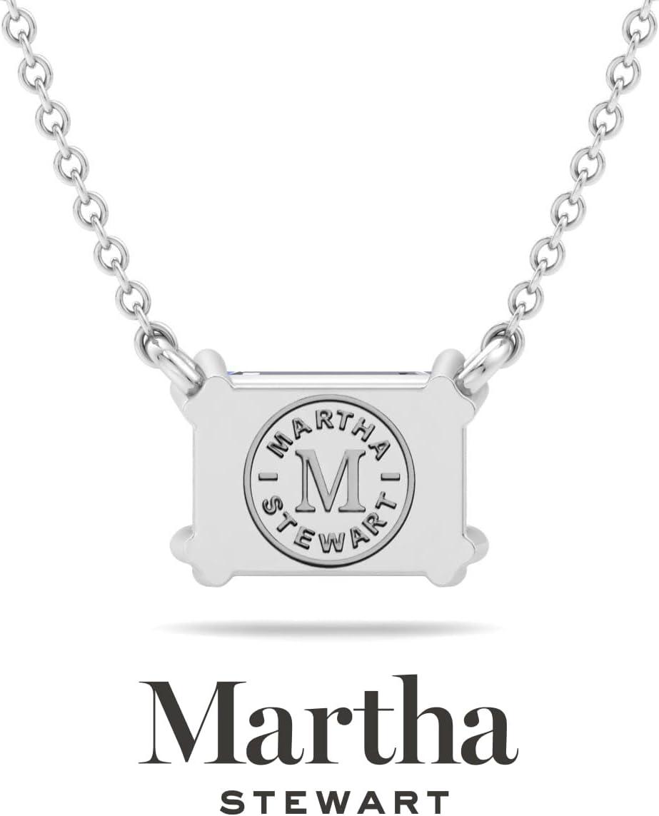 imageMartha Stewart Emerald Cut Lab Grown Diamond Solitaire Necklace in 14 Karat Gold Lab Grown Diamond Necklacewhitegold