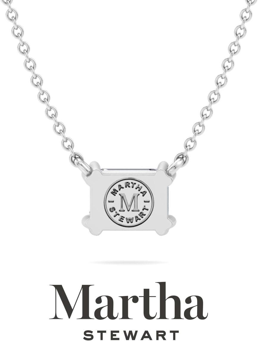 imageMartha Stewart Emerald Cut Lab Grown Diamond Solitaire Necklace in 14 Karat Gold Lab Grown Diamond Necklacewhitegold