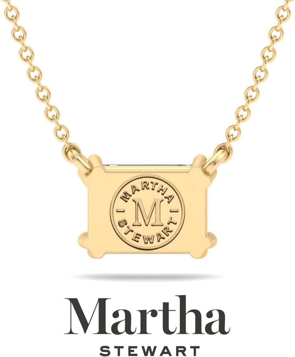 imageMartha Stewart Emerald Cut Lab Grown Diamond Solitaire Necklace in 14 Karat Gold Lab Grown Diamond Necklaceyellowgold