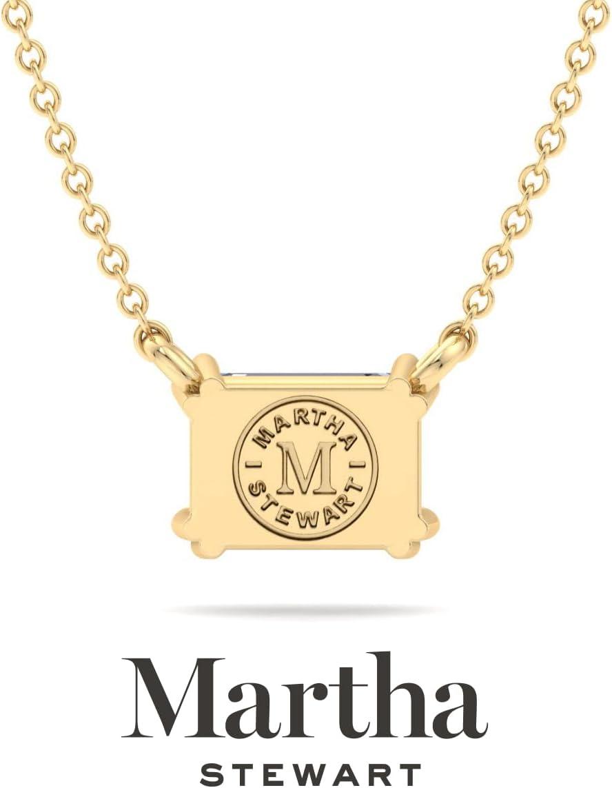 imageMartha Stewart Emerald Cut Lab Grown Diamond Solitaire Necklace in 14 Karat Gold Lab Grown Diamond Necklaceyellowgold