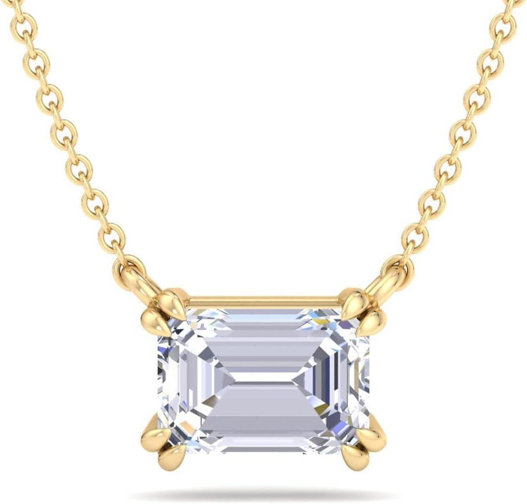 imageMartha Stewart Emerald Cut Lab Grown Diamond Solitaire Necklace in 14 Karat Gold Lab Grown Diamond Necklaceyellowgold