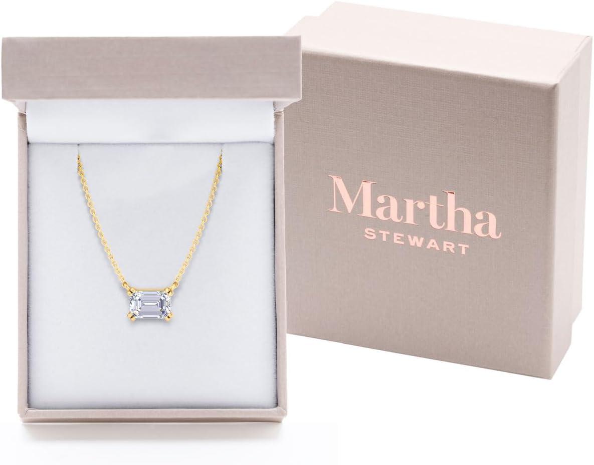 imageMartha Stewart Emerald Cut Lab Grown Diamond Solitaire Necklace in 14 Karat Gold Lab Grown Diamond Necklaceyellowgold