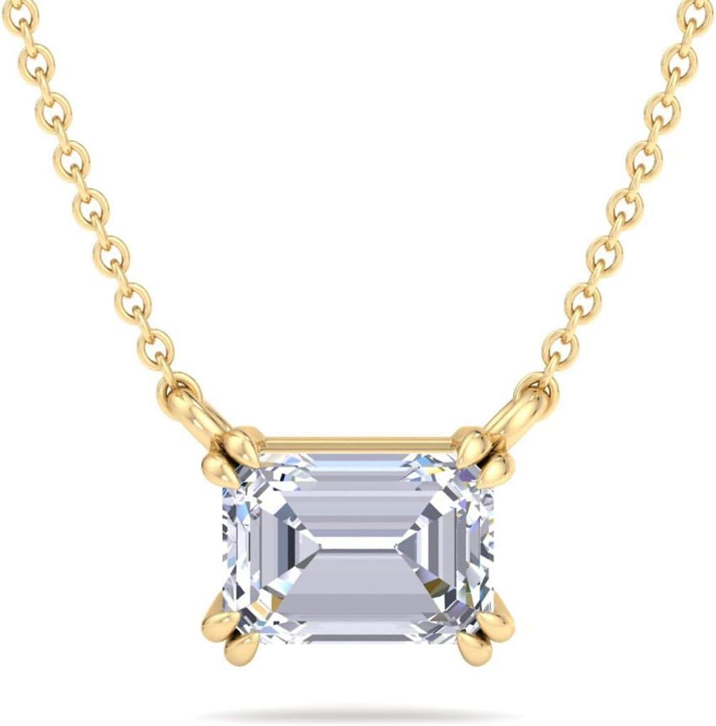 imageMartha Stewart Emerald Cut Lab Grown Diamond Solitaire Necklace in 14 Karat Gold Lab Grown Diamond Necklaceyellowgold