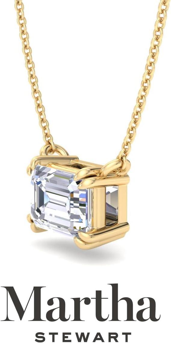 imageMartha Stewart Emerald Cut Lab Grown Diamond Solitaire Necklace in 14 Karat Gold Lab Grown Diamond Necklaceyellowgold