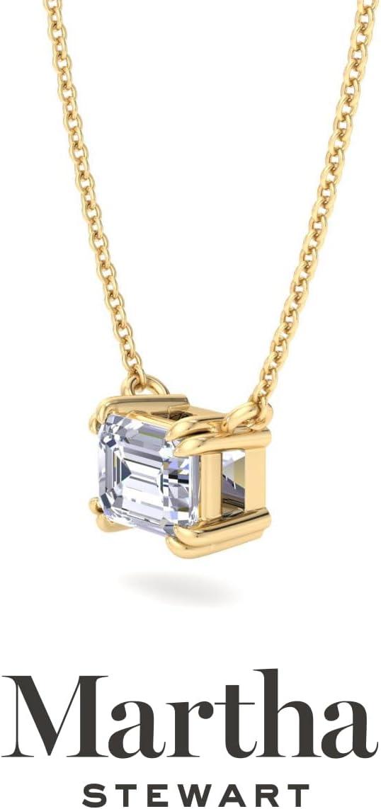 imageMartha Stewart Emerald Cut Lab Grown Diamond Solitaire Necklace in 14 Karat Gold Lab Grown Diamond Necklaceyellowgold