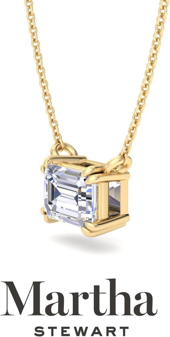 imageMartha Stewart Emerald Cut Lab Grown Diamond Solitaire Necklace in 14 Karat Gold Lab Grown Diamond Necklaceyellowgold