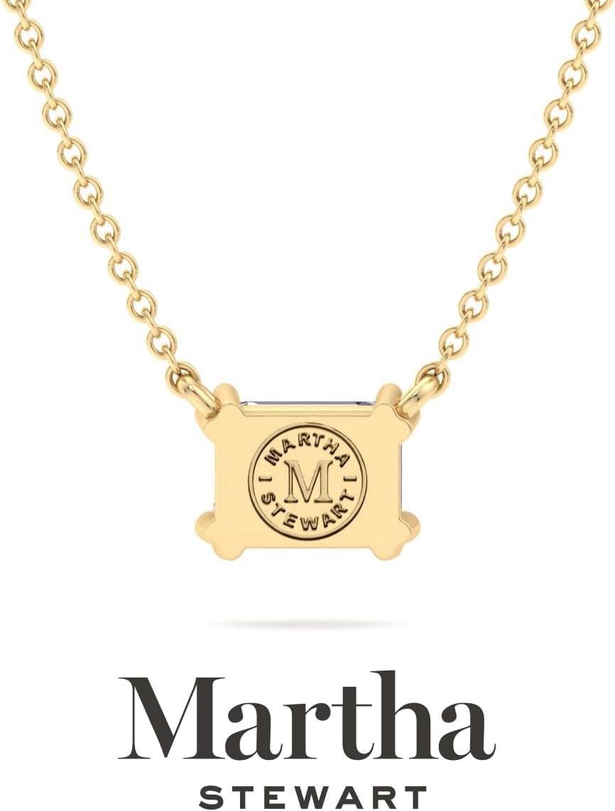imageMartha Stewart Emerald Cut Lab Grown Diamond Solitaire Necklace in 14 Karat Gold Lab Grown Diamond Necklaceyellowgold
