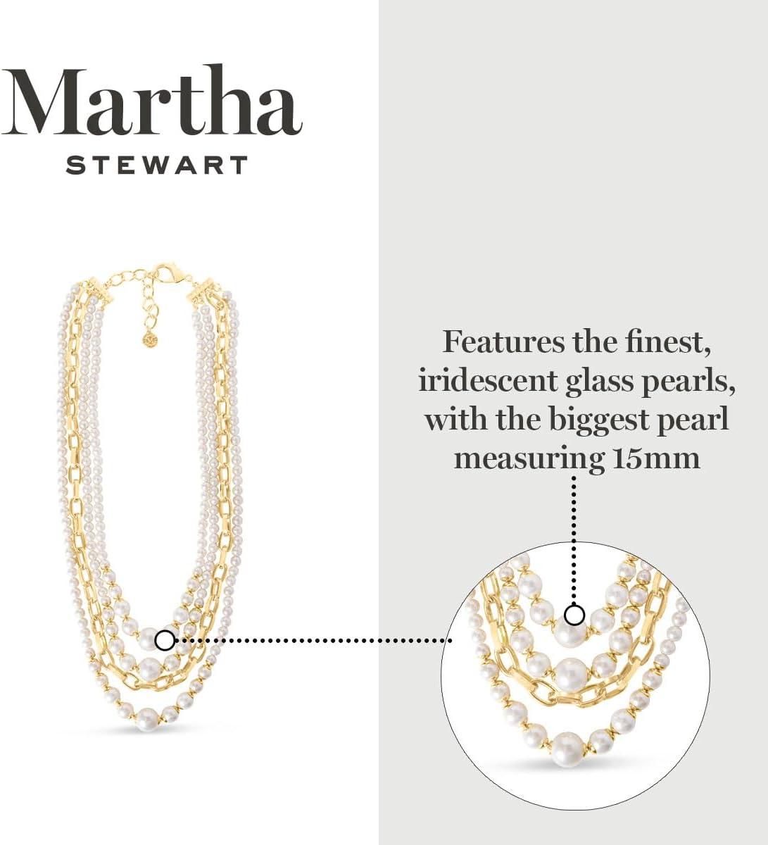 imageMartha Stewart Four Strand Pearl and Chain Necklace In Gold Long For Women