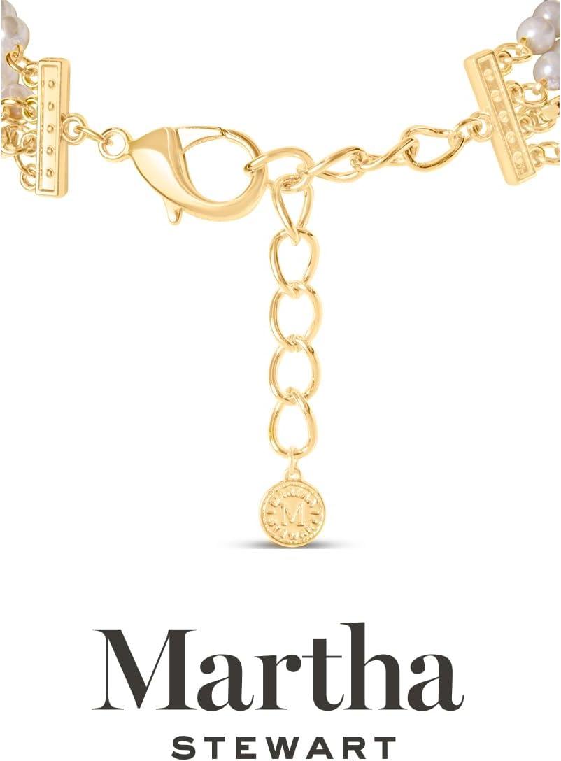 imageMartha Stewart Four Strand Pearl and Chain Necklace In Gold Long For Women