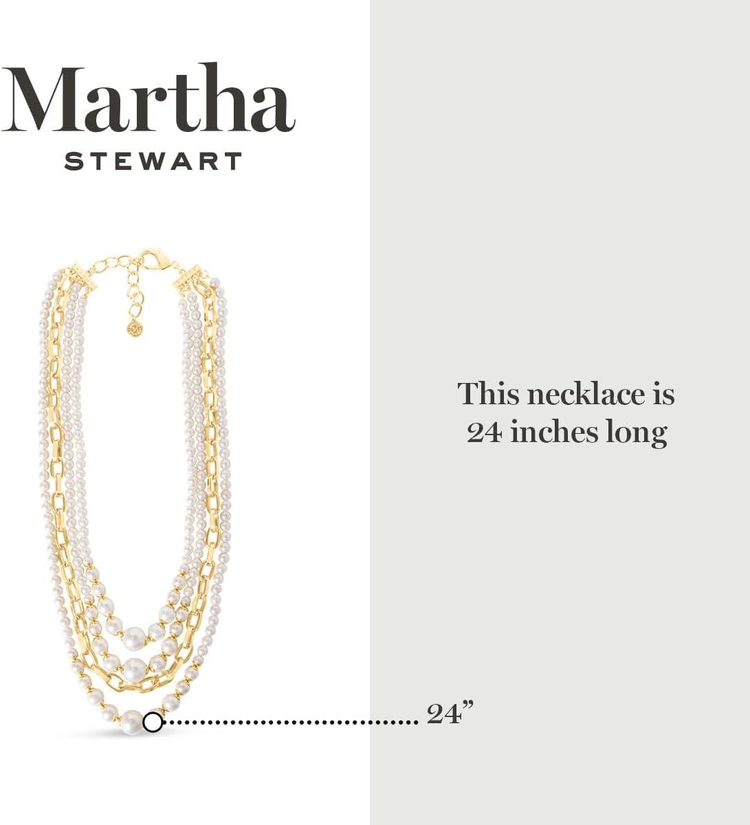 imageMartha Stewart Four Strand Pearl and Chain Necklace In Gold Long For Women