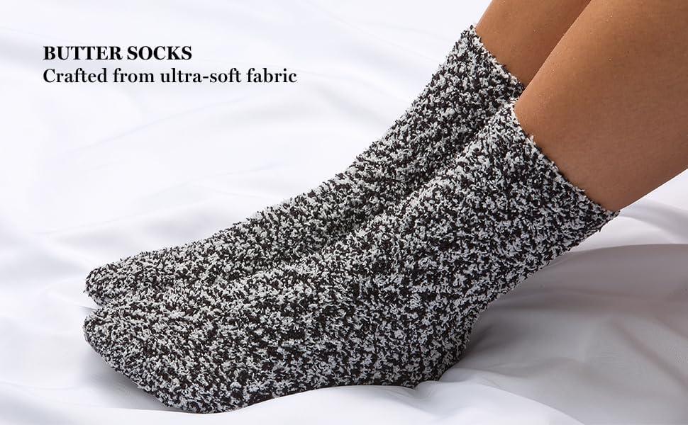 imageMartha Stewart Fuzzy Socks For Women 2 Pairs Warm And Cozy For Winter Stocking StufferBlackSilver Grey