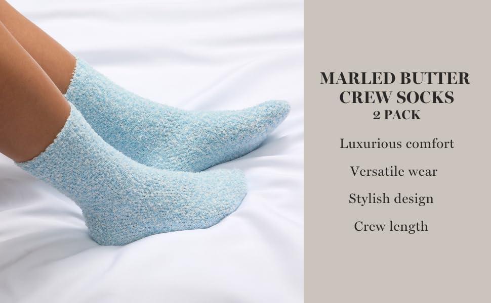 imageMartha Stewart Fuzzy Socks For Women 2 Pairs Warm And Cozy For Winter Stocking StufferBlueSilver