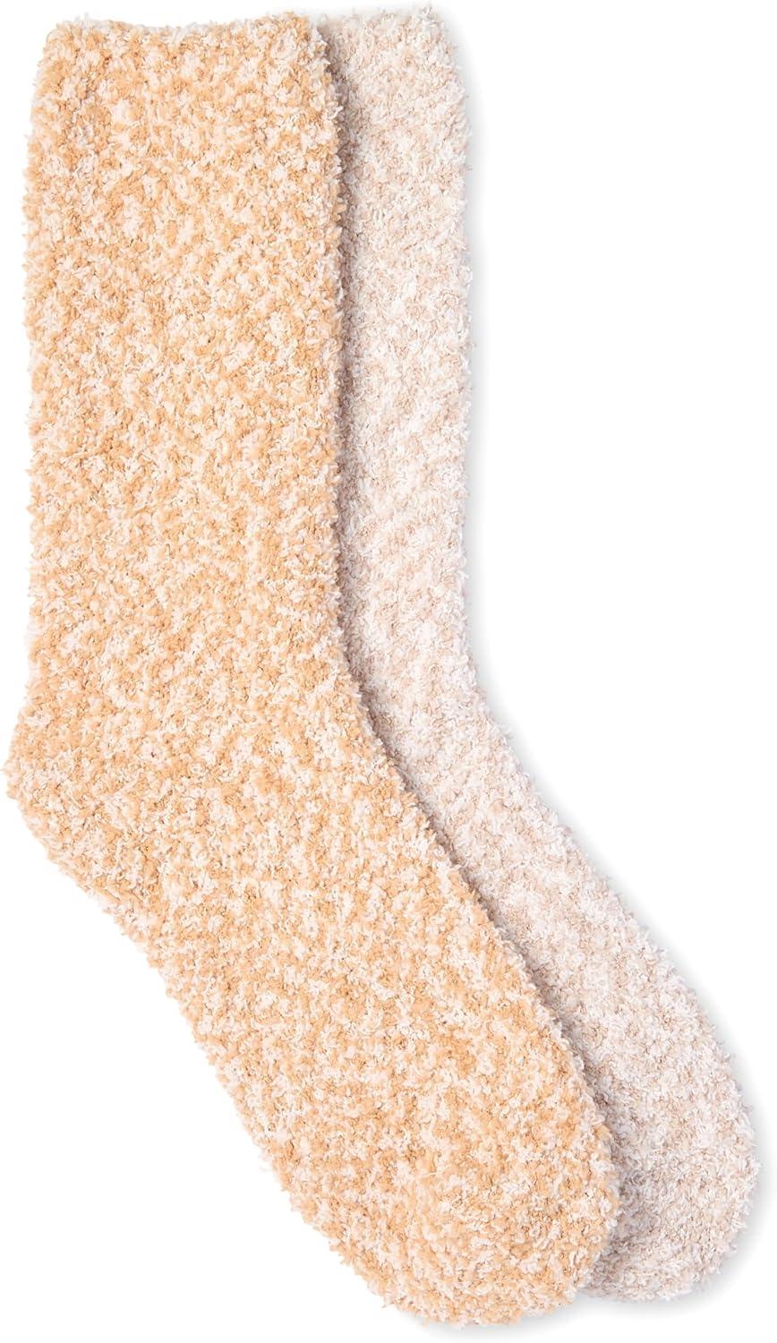 imageMartha Stewart Fuzzy Socks For Women 2 Pairs Warm And Cozy For Winter Stocking StufferTanSilver Grey