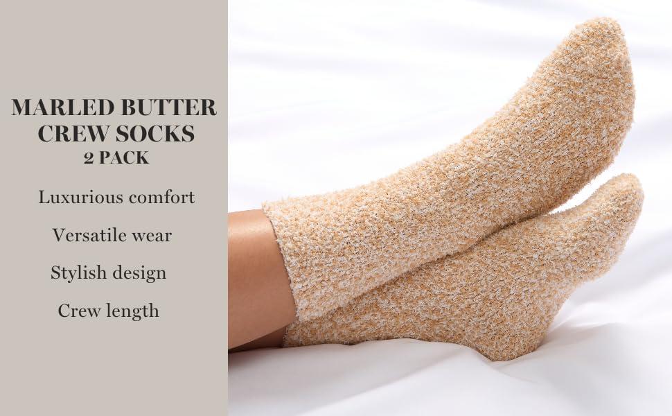 imageMartha Stewart Fuzzy Socks For Women 2 Pairs Warm And Cozy For Winter Stocking StufferTanSilver Grey
