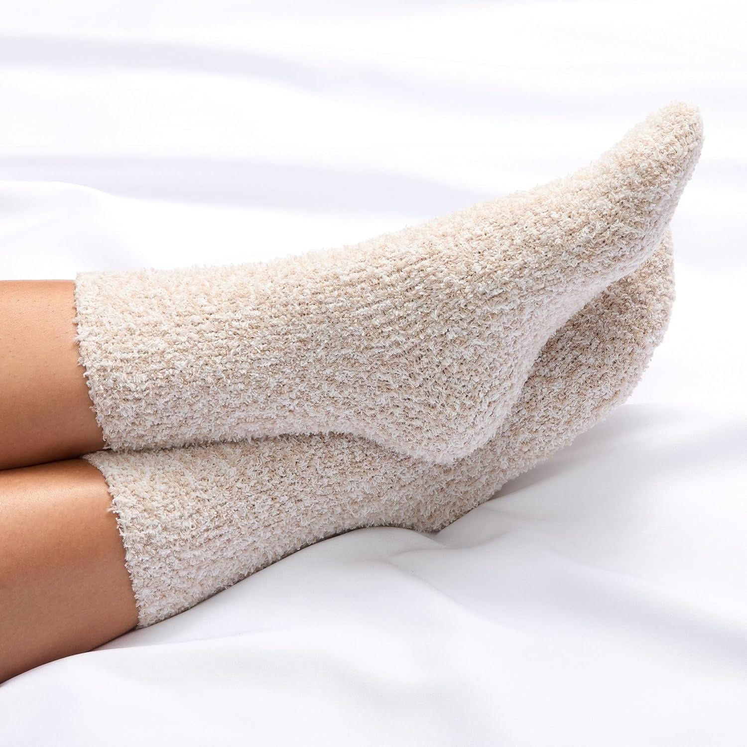imageMartha Stewart Fuzzy Socks For Women 2 Pairs Warm And Cozy For Winter Stocking StufferTanSilver Grey