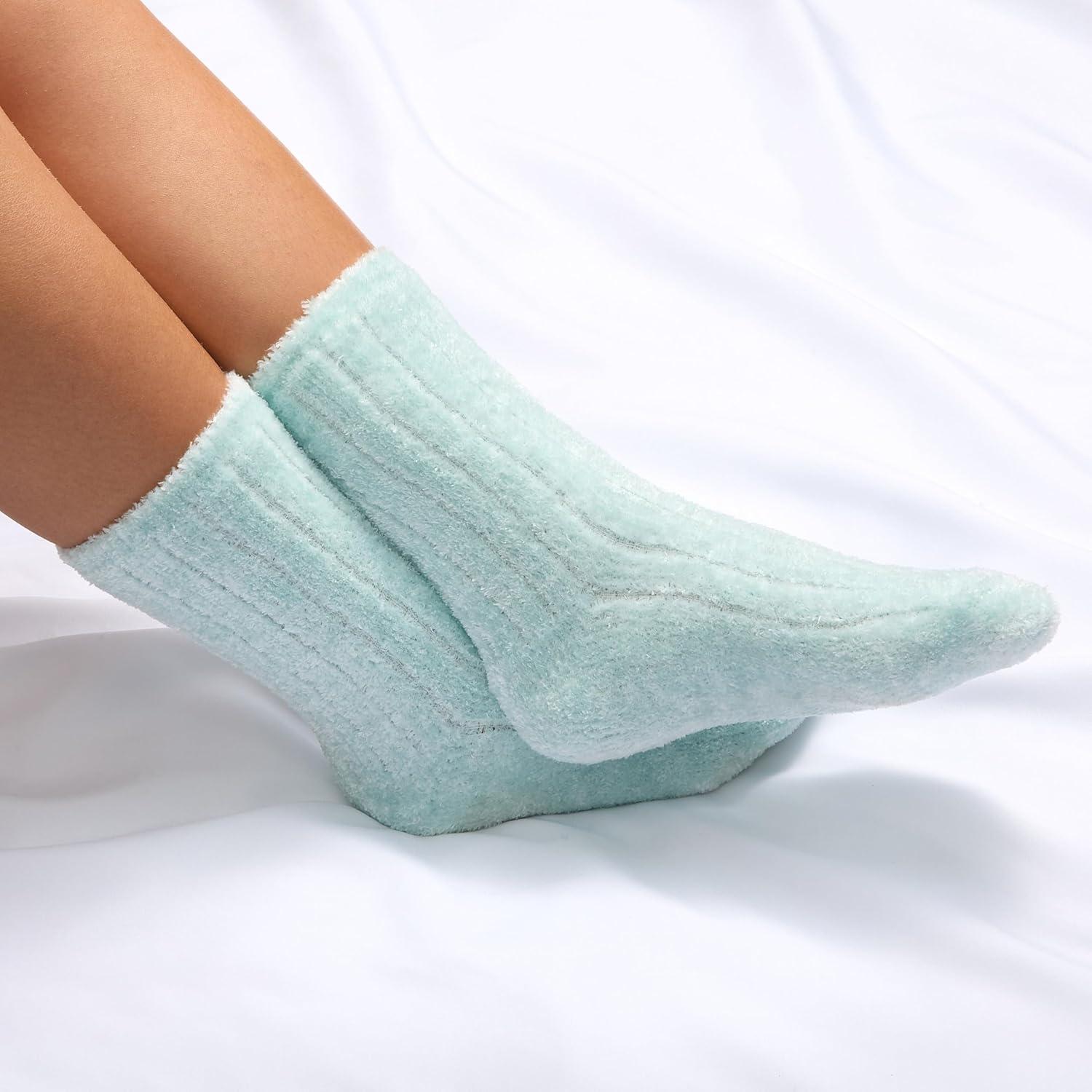 imageMartha Stewart Fuzzy Socks For Women Warm And Cozy For Winter Perfect For Home CableIvoryCooling Blue