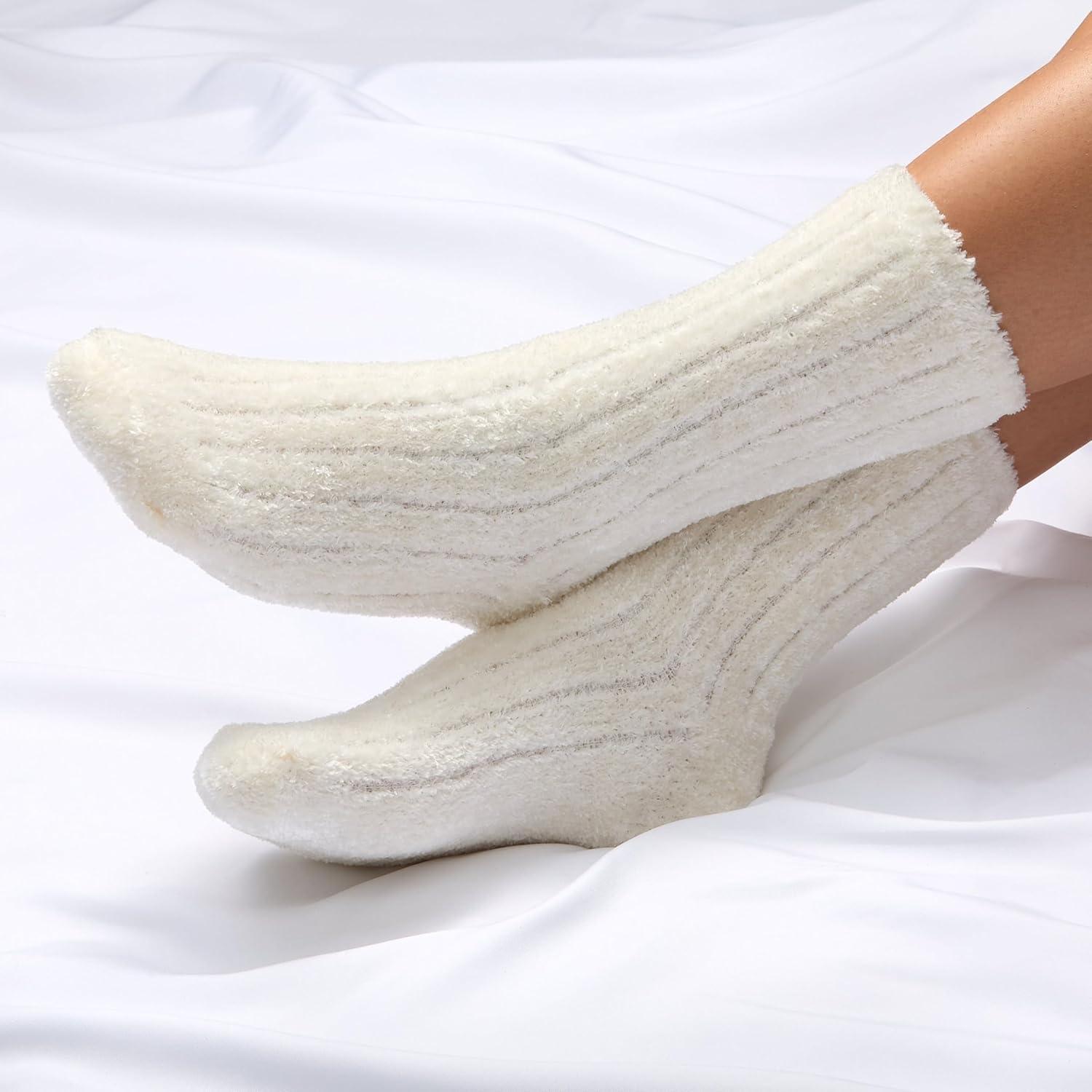 imageMartha Stewart Fuzzy Socks For Women Warm And Cozy For Winter Perfect For Home CableIvoryCooling Blue