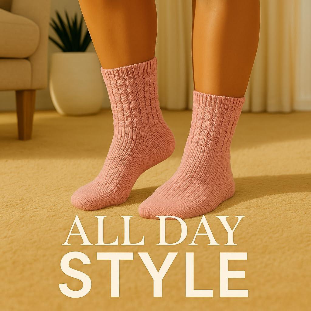 imageMartha Stewart Fuzzy Socks For Women Warm And Cozy For Winter Perfect For Home CableIvoryCooling Blue